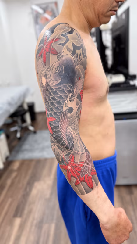 鯉 紅葉 七分袖